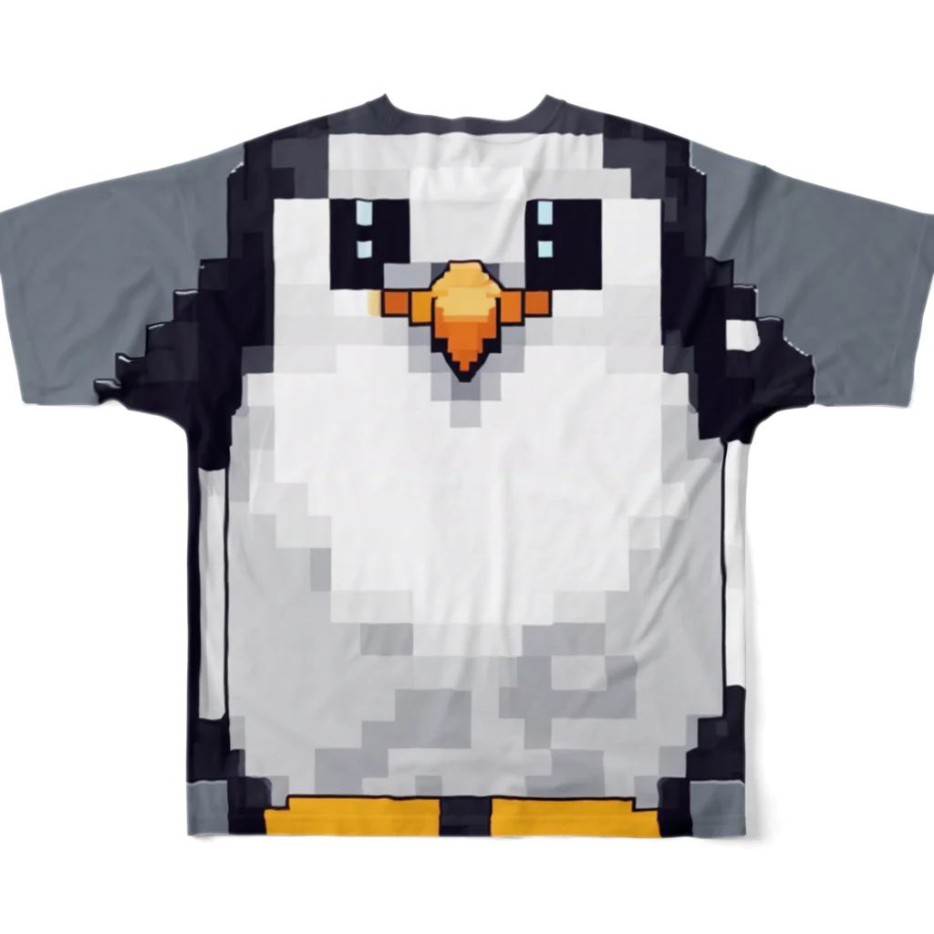 hakusyuuの優しい眼差しペンギン フルグラフィックTシャツの背面