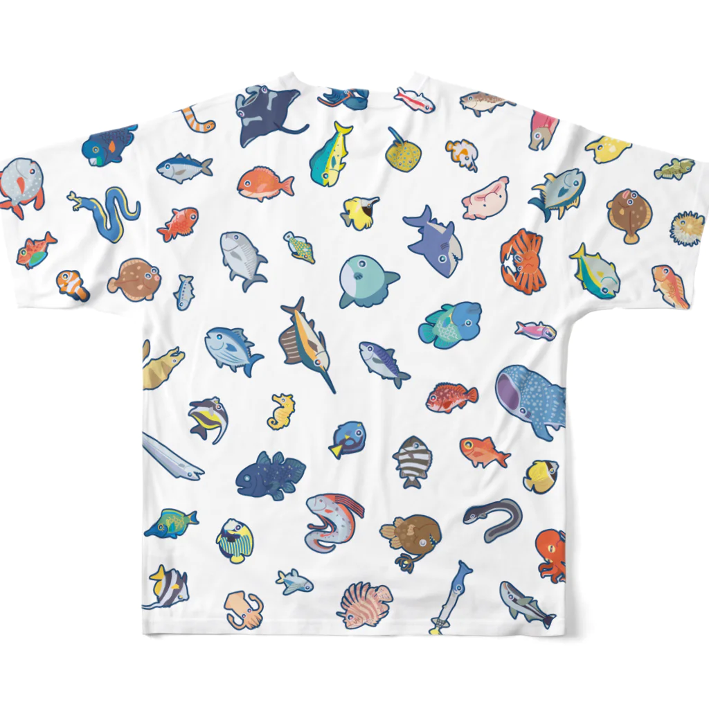 ホチカド漁船の釣れたよ。大量のお魚が。 All-Over Print T-Shirt :back