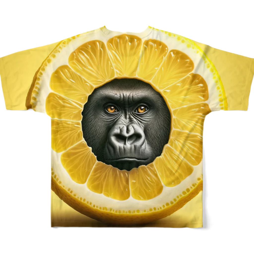 ゴリラショップのThe Mighty Gorilla Lemon  All-Over Print T-Shirt :back