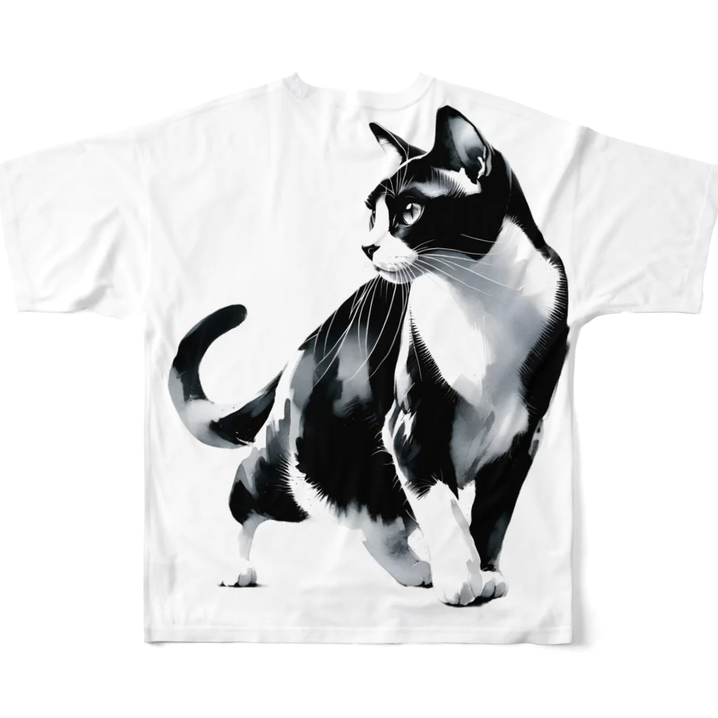 Cat Freakのハチワレキャット フルグラフィックTシャツの背面