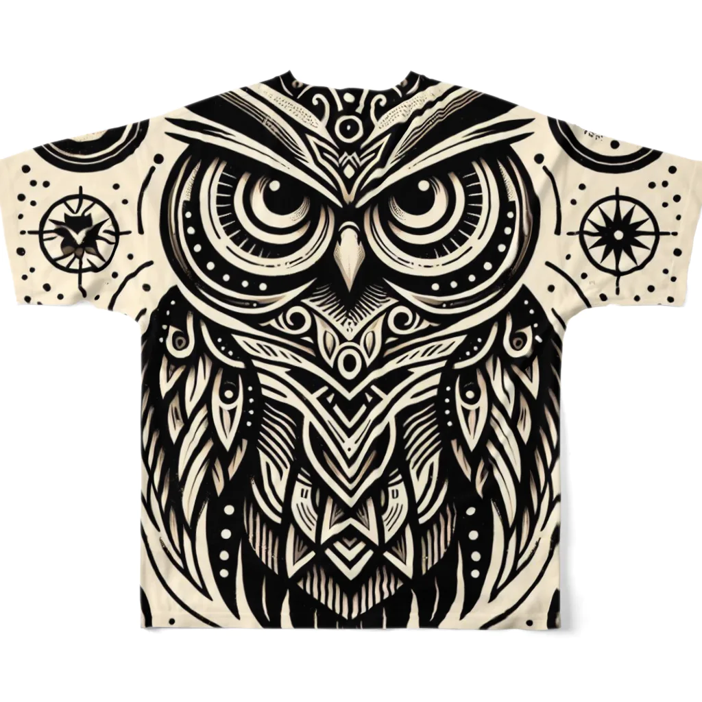 kotpopのSymmetrical Owls All-Over Print T-Shirt :back