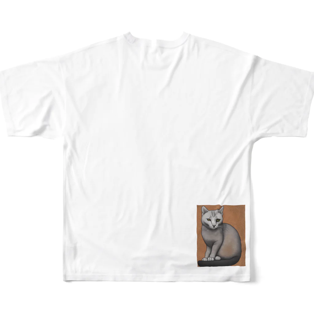 F2 Cat Design Shopのhairless cat 001 フルグラフィックTシャツの背面