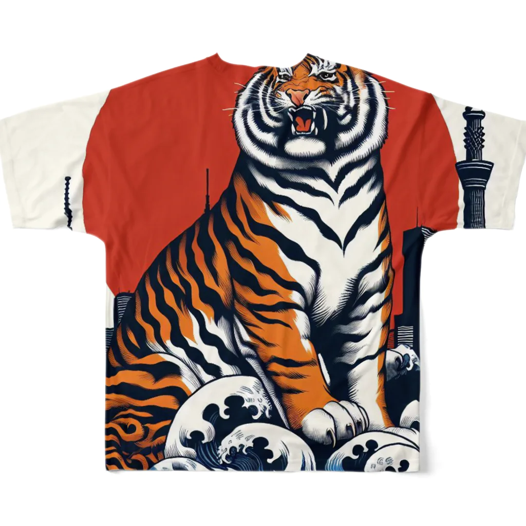 momonekokoの風格漂う王者の虎 All-Over Print T-Shirt :back