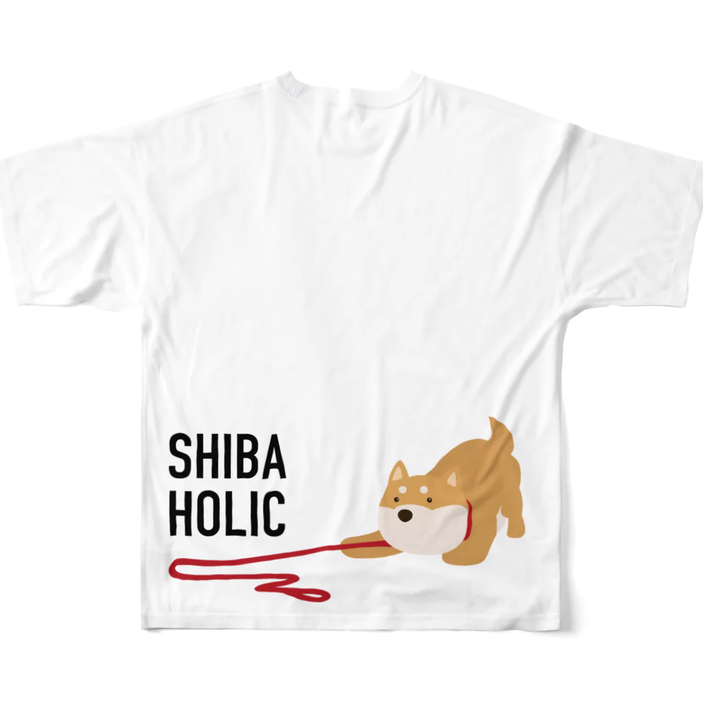 しばじるしデザインのSHIBA HOLIC（赤✕赤） フルグラフィックTシャツの背面