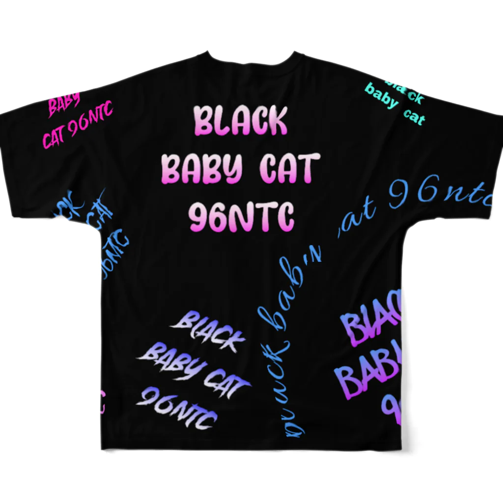 黒猫たんとちゃんのblack baby cat フルグラフィックTシャツの背面