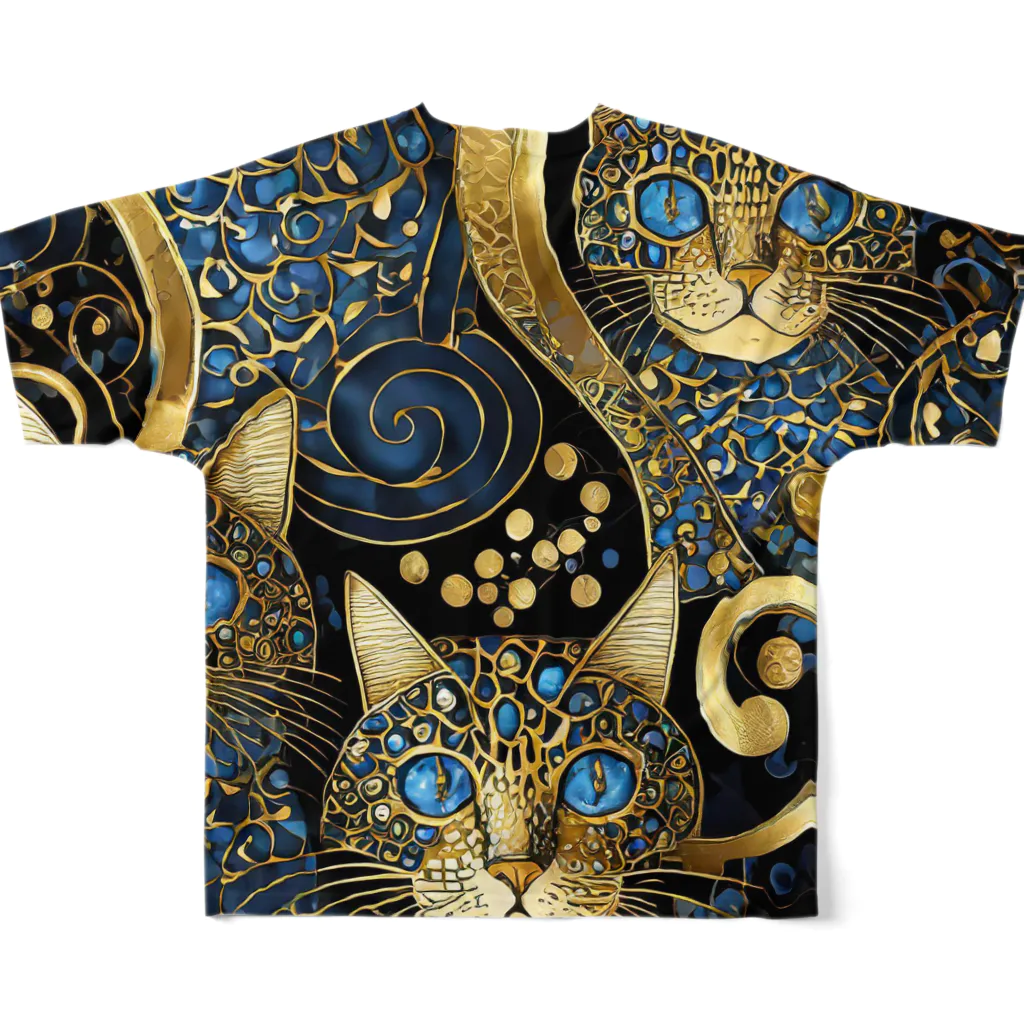 MOCAMOCAのアールデコな猫 All-Over Print T-Shirt :back