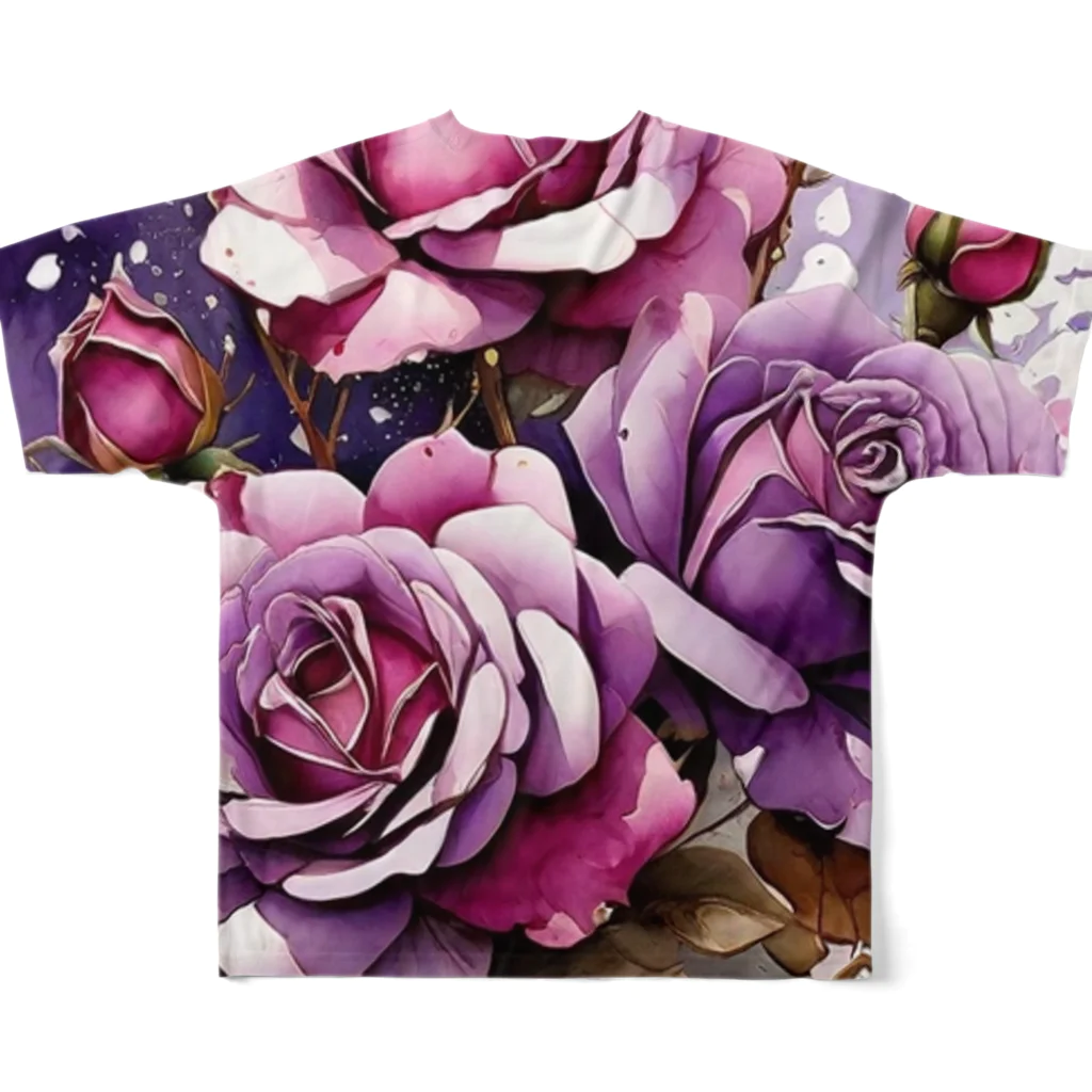 AQUAMETAVERSEのバラードのような薔薇の花　BLUE PLUM  691 フルグラフィックTシャツの背面