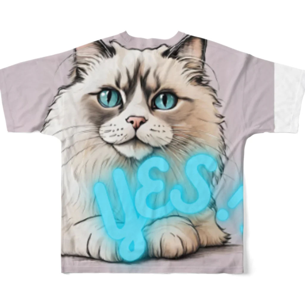 yae_8の猫　YES！！　おしゃれで前向きっぽい日常アイテム フルグラフィックTシャツの背面