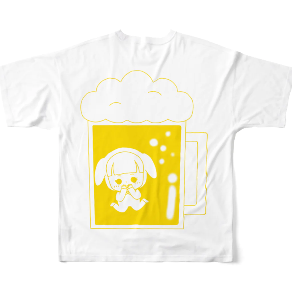 milkyway.77のビールに溺れるアルラビちゃん(背面) フルグラフィックTシャツの背面