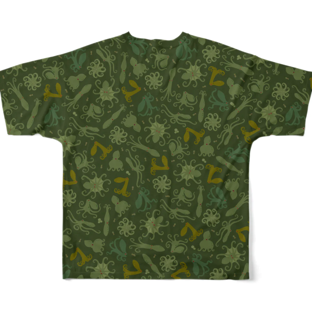 oba:obaの蛸がいっぱいダーク All-Over Print T-Shirt :back