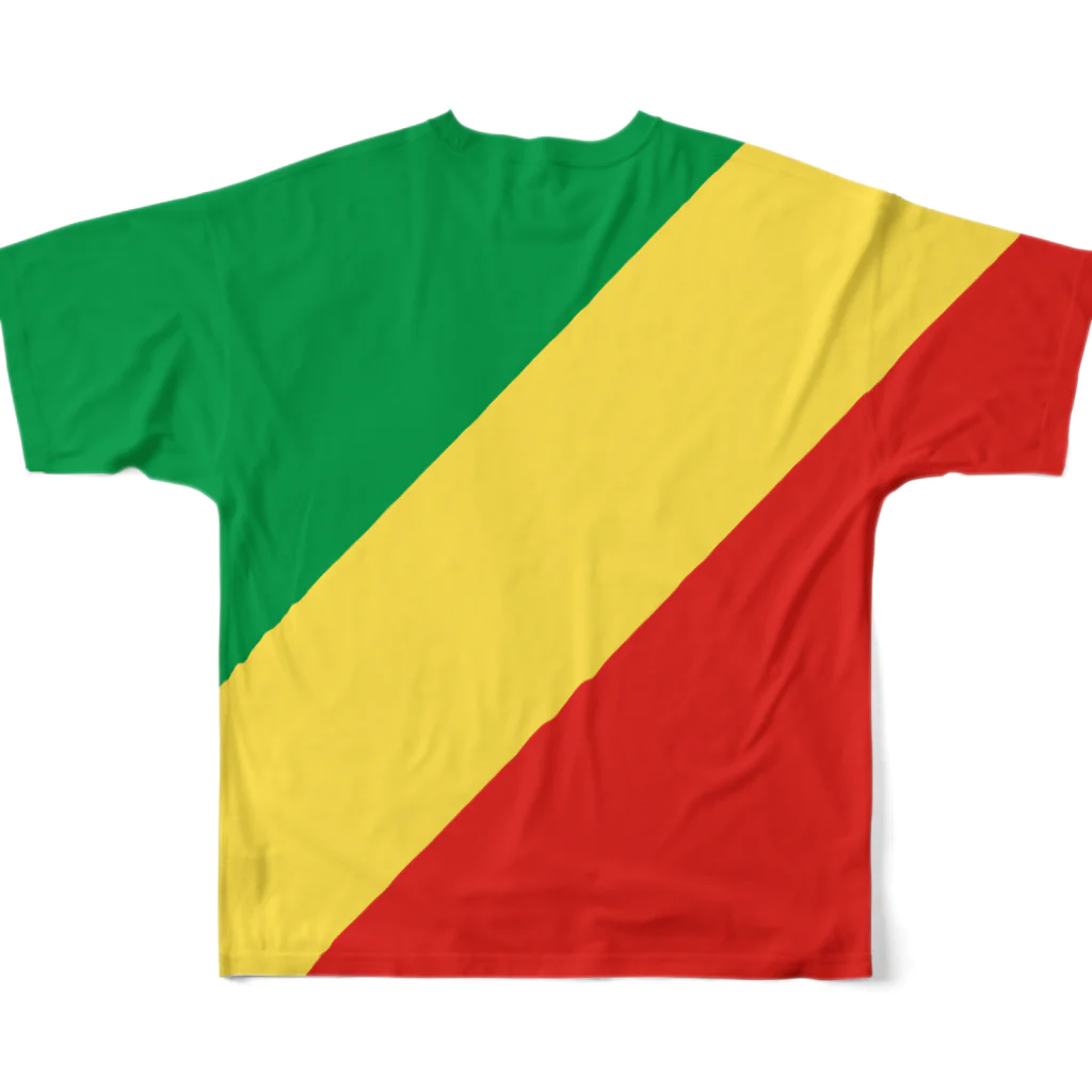お絵かき屋さんのコンゴ共和国の国旗 All-Over Print T-Shirt :back