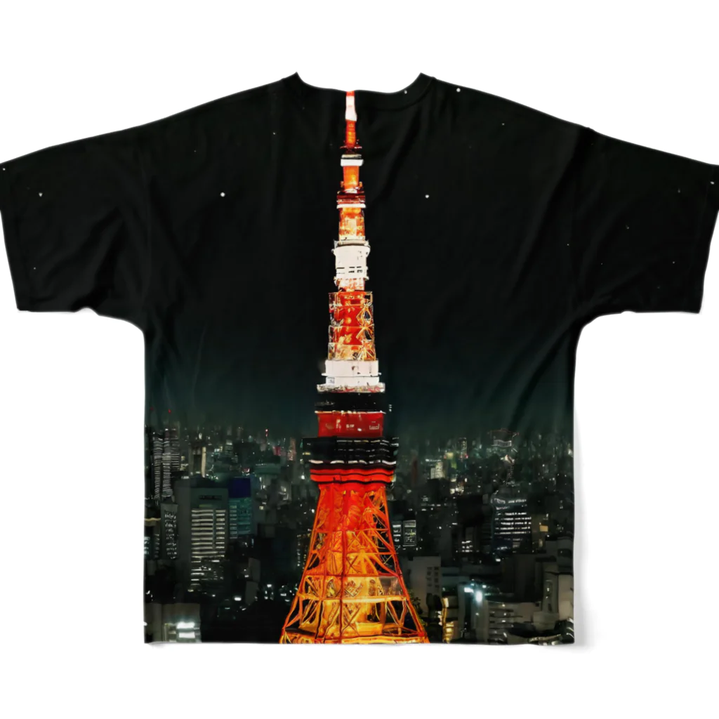 ウェブエンパイアの夜景～大都会・東京の夜～ All-Over Print T-Shirt :back