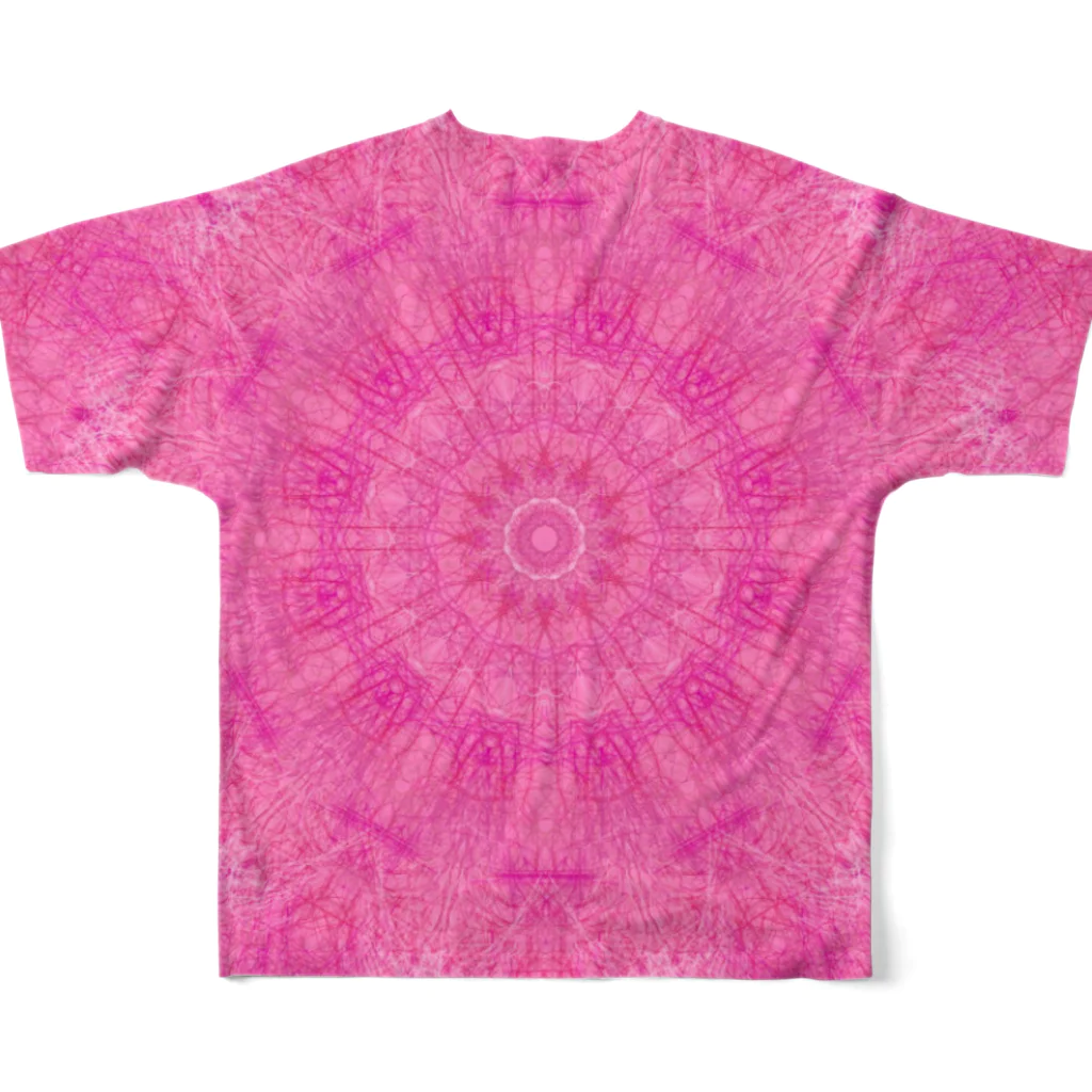 妖精と癒しの曼荼羅の春のピンク　癒しの曼荼羅　華やかに All-Over Print T-Shirt :back