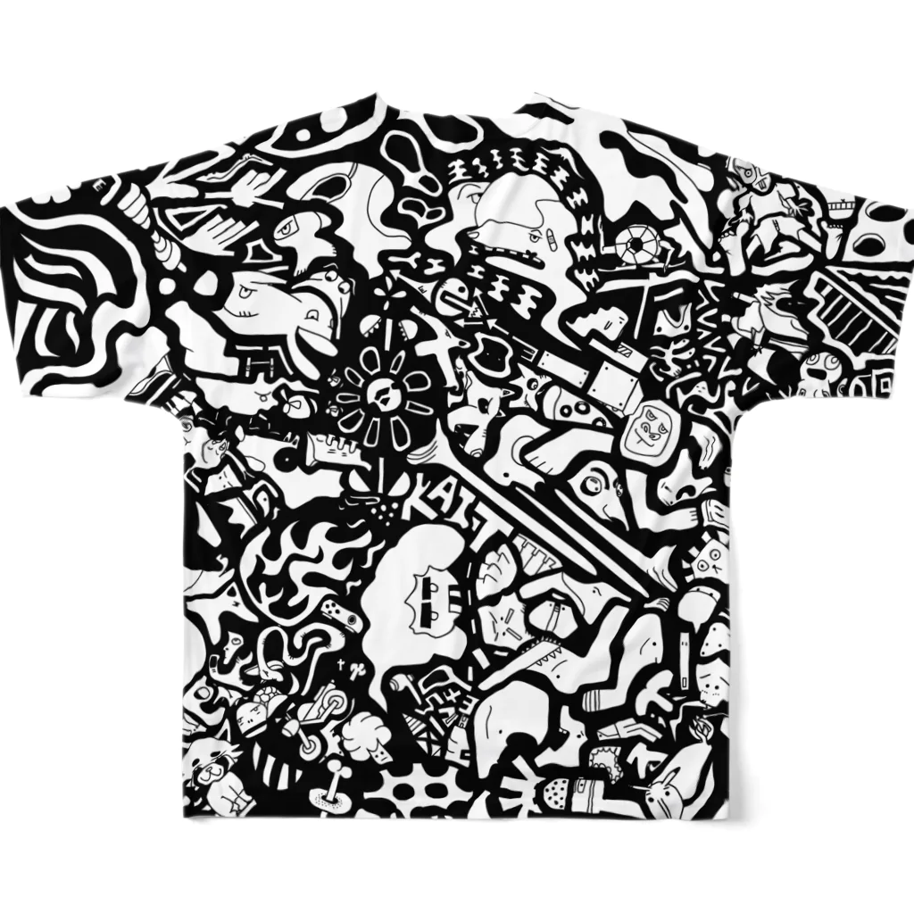 TAKIBENのベン画 モノクロ All-Over Print T-Shirt :back