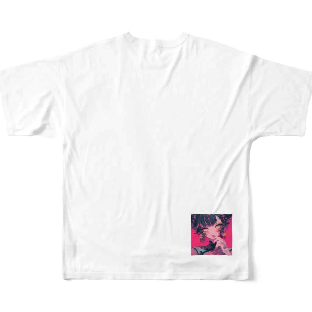 日本神話のtattoo girl フルグラフィックTシャツの背面