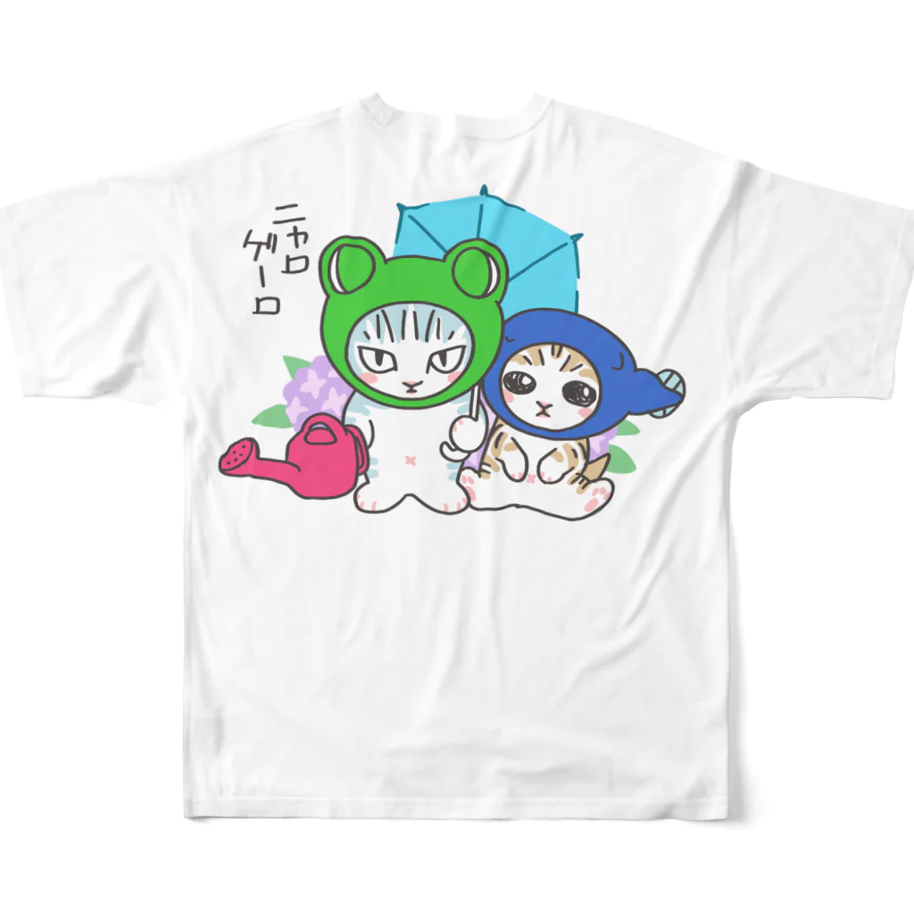 nya-mew（ニャーミュー）のニャロゲーロ(バックプリント) All-Over Print T-Shirt :back