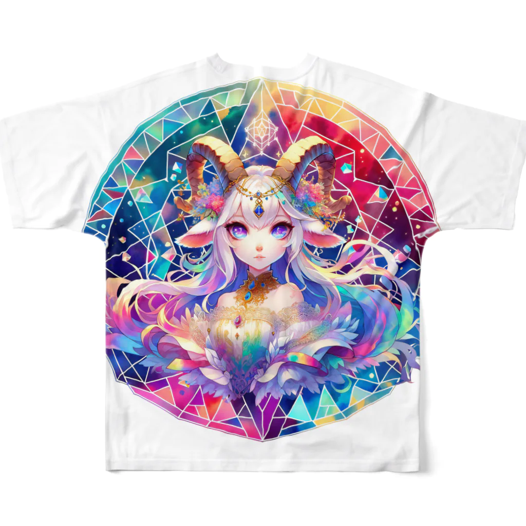 トトベス(T∴B∴M∴)🕊️の牧神パーンに奉献する清廉な山羊姫🐐 All-Over Print T-Shirt :back