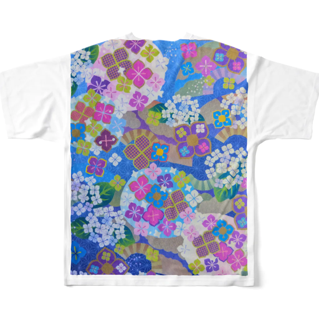 yurisacinの和柄（紫陽花) All-Over Print T-Shirt :back