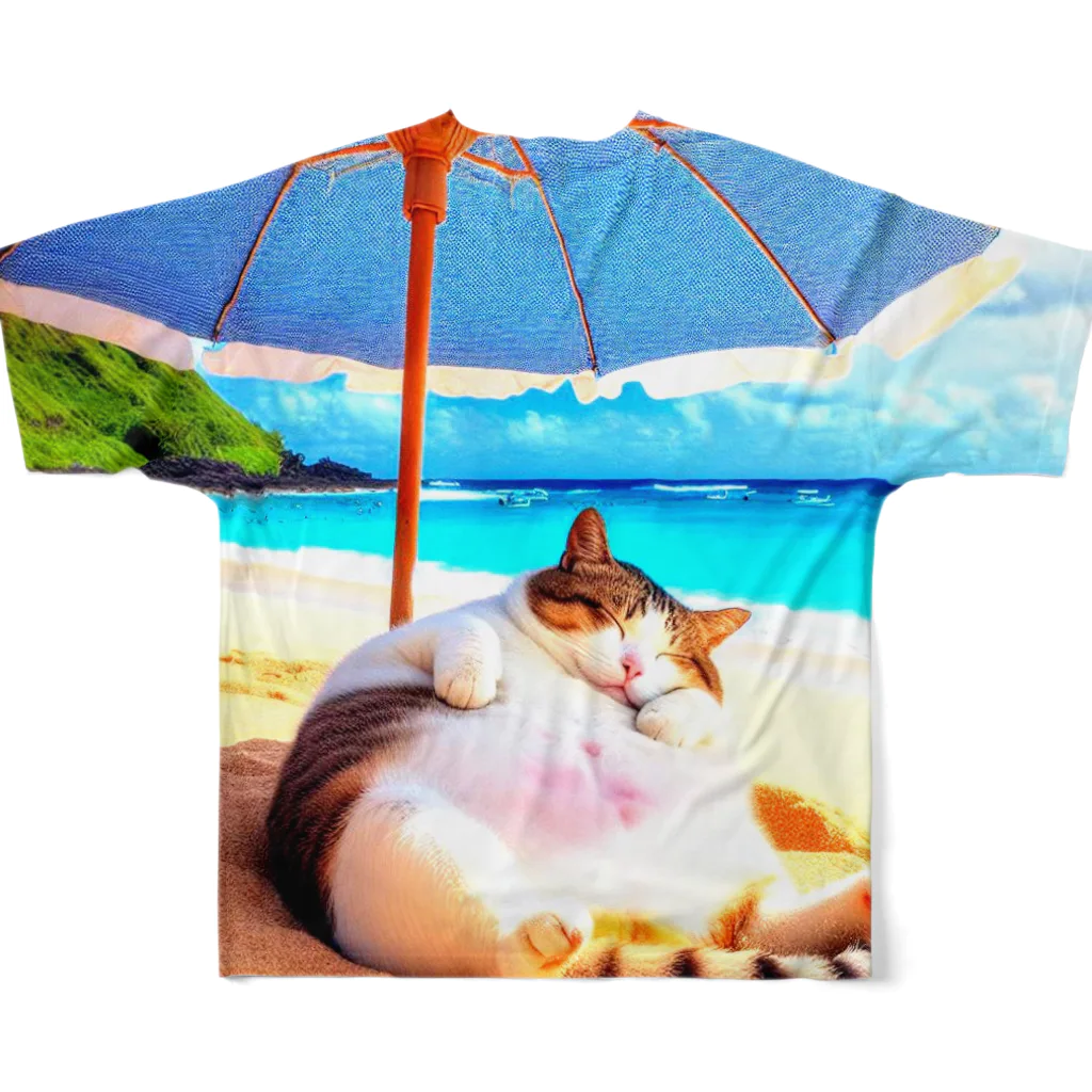 ニャーちゃんショップの眠りネコ フルグラフィックTシャツの背面