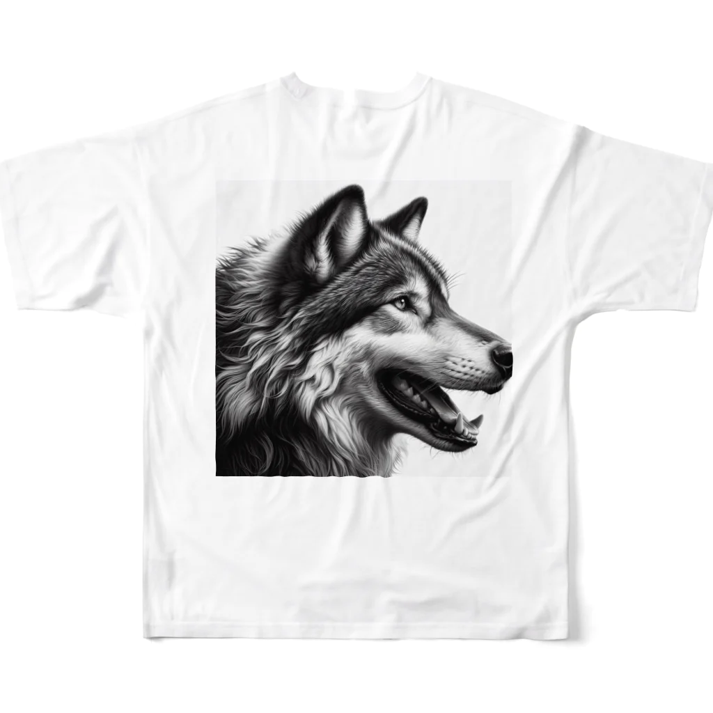 Lone Wolf Teesの英字 シンプルなデザイン フルグラフィックTシャツの背面