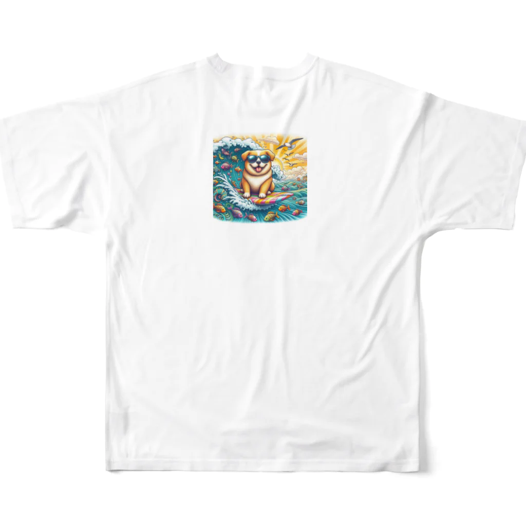 Mizのゆるハウスのサーフィンワンコ フルグラフィックTシャツの背面