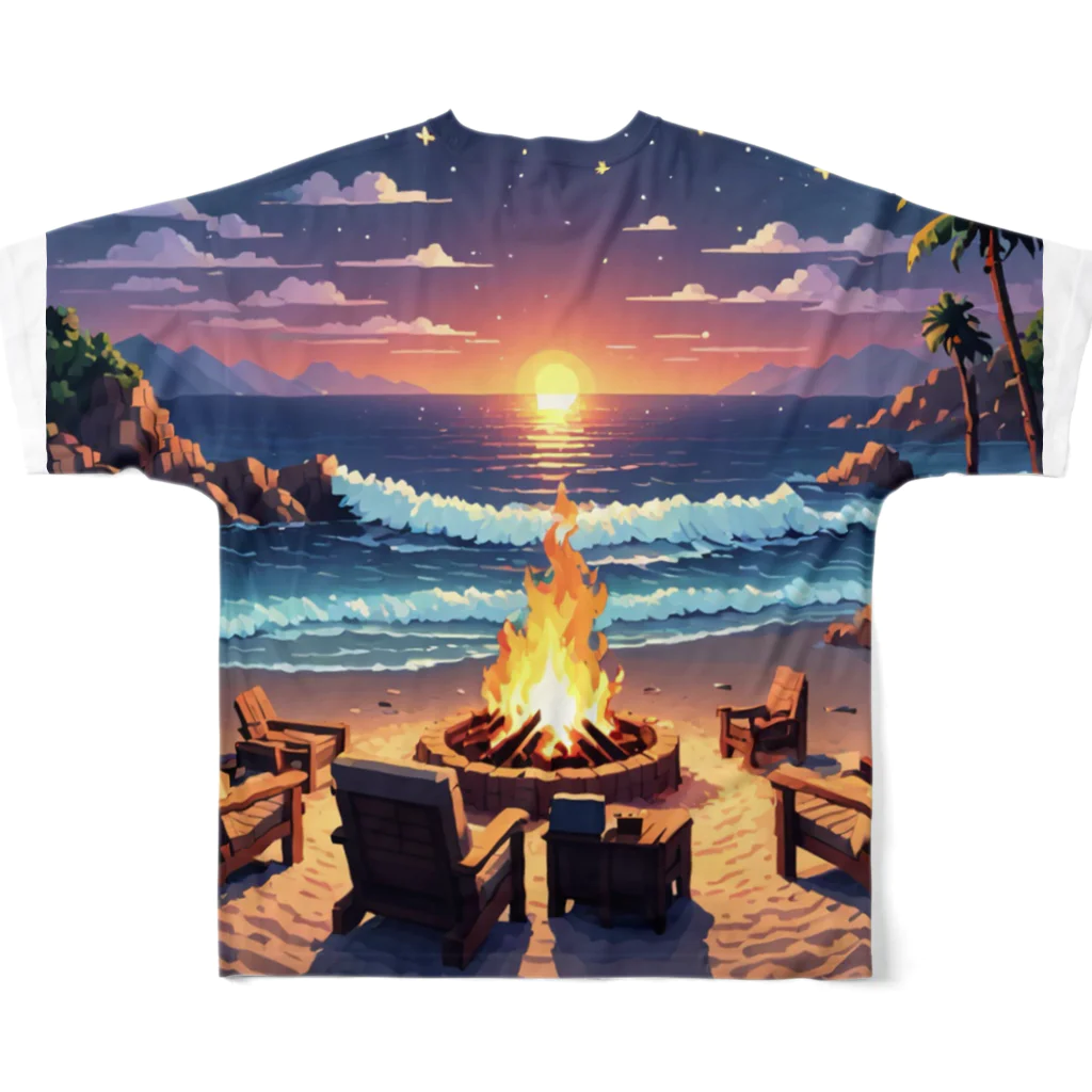 Paradise ExploreのShoreline Fire Relaxation フルグラフィックTシャツの背面