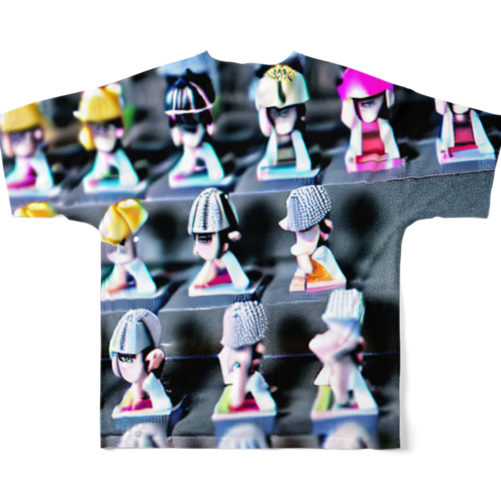 momonekokoの彩り豊かな小さなフィギュアたち All-Over Print T-Shirt :back