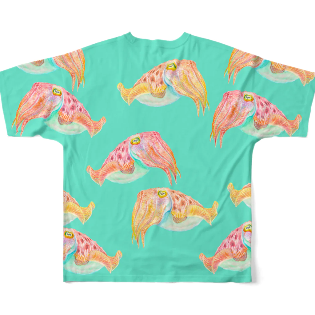 segasworksのコブシメ（群れ）緑 フルグラフィックTシャツの背面