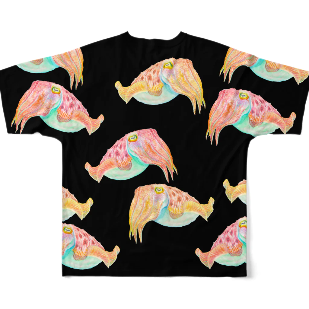 segasworksのコブシメ（群れ）黒 All-Over Print T-Shirt :back