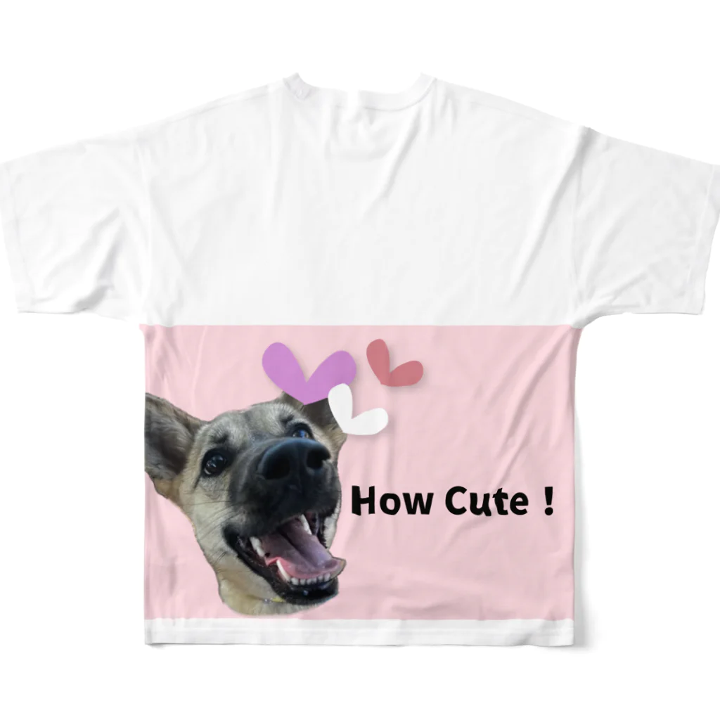 毛玉のおうちチャリティーグッズ販売suzuri部のHow Cute! Canvas! All-Over Print T-Shirt :back