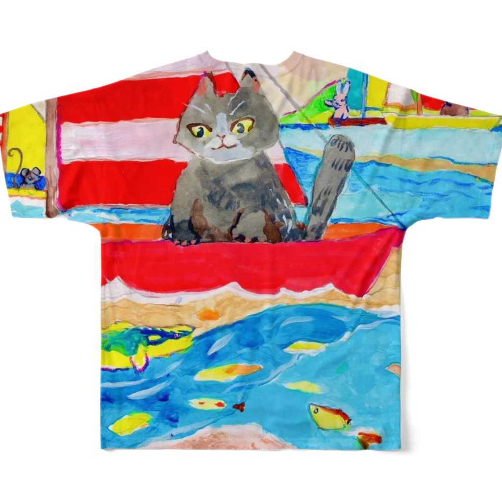 ムムの秘密の部屋の猫ちゃんの冒険／背面違いバージョン All-Over Print T-Shirt :back
