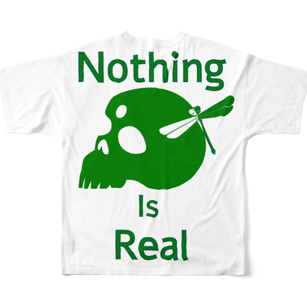 『NG （Niche・Gate）』ニッチゲート-- IN SUZURIのNothing Is Real.（緑） フルグラフィックTシャツの背面