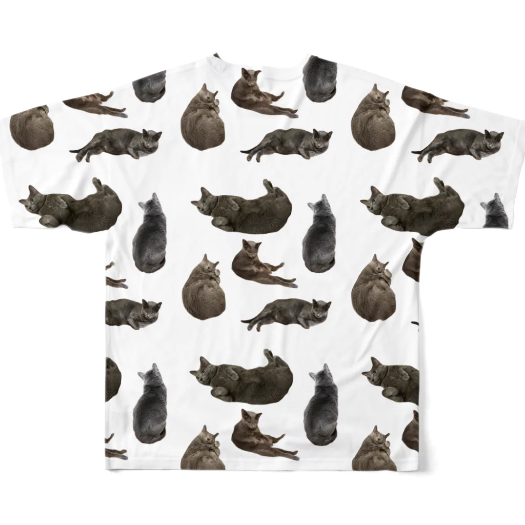 moyomeの色んな太ってるねこ、いっぱい All-Over Print T-Shirt :back