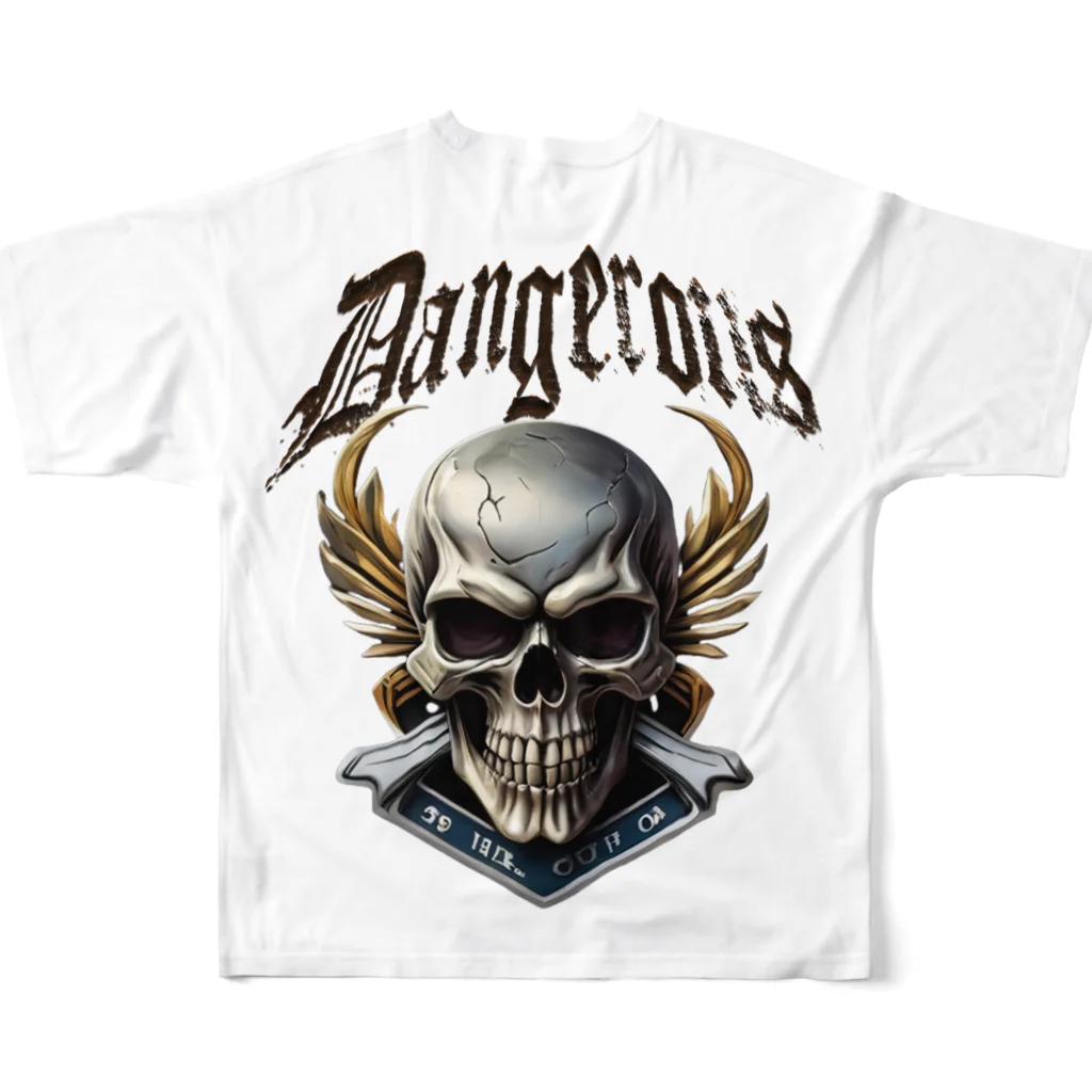 WANTED BIKERのSKULL BIKER-08 All-Over Print T-Shirt :back