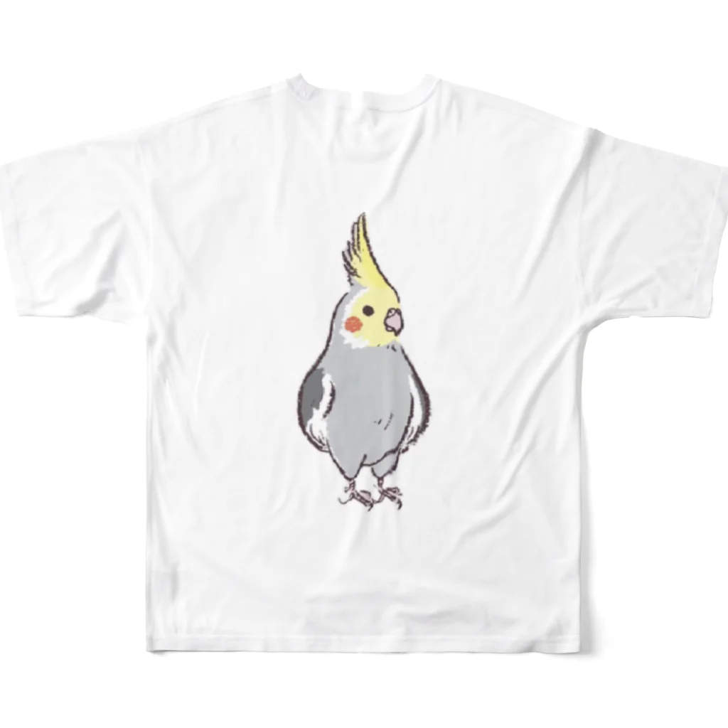 paguyoのオカメインコRocky フルグラフィックTシャツの背面