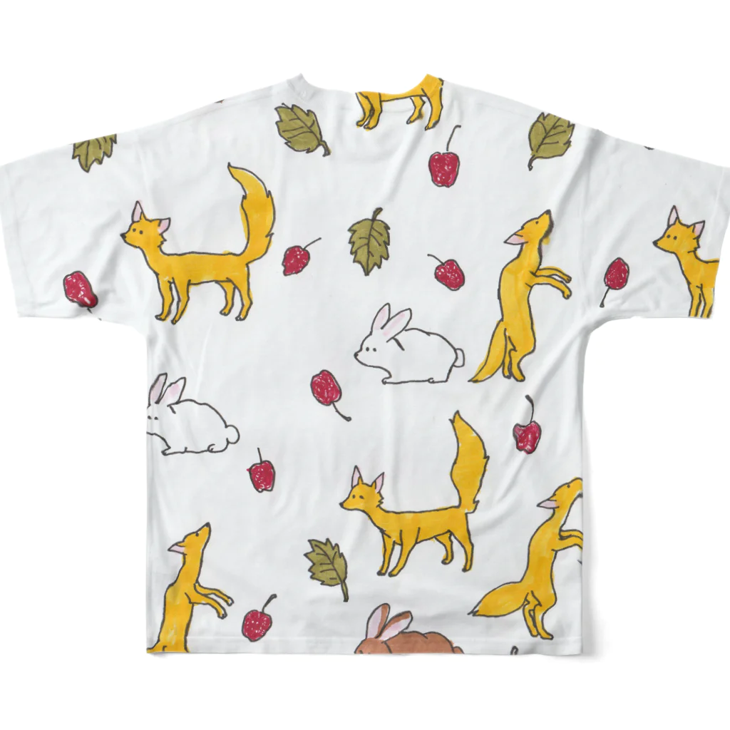 maru-marumochiの森の動物柄 フルグラフィックTシャツの背面