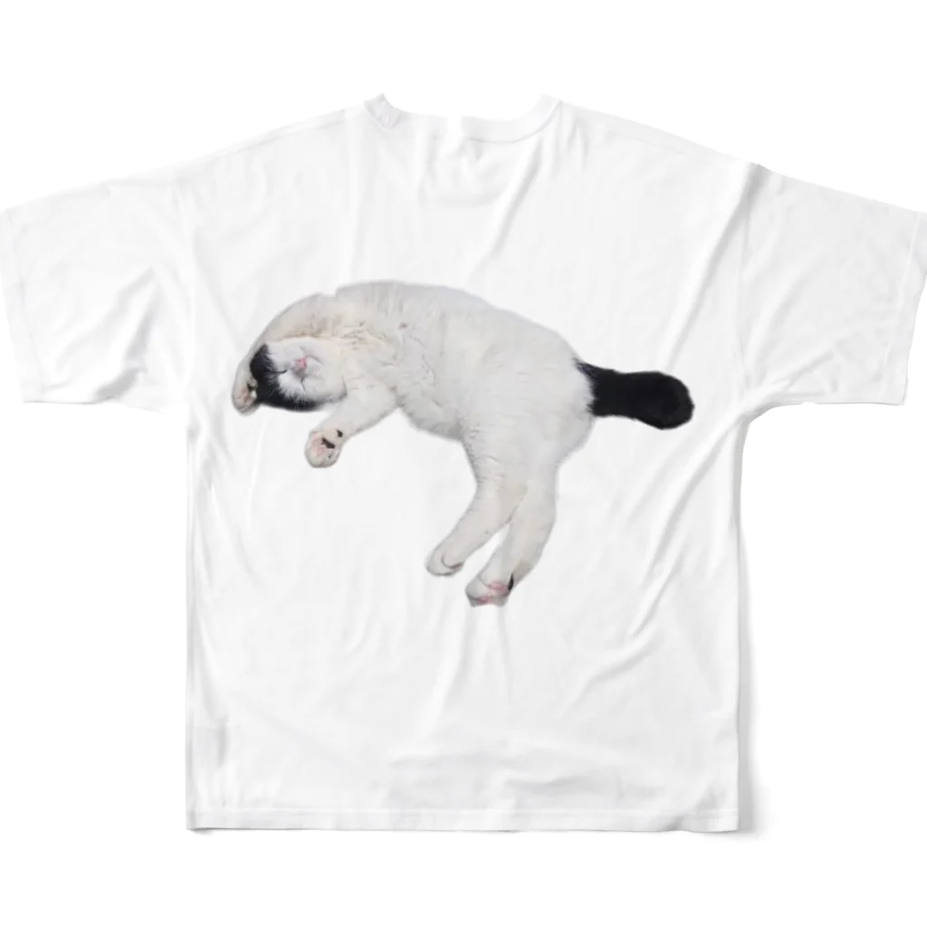 クリスタの尻尾が短い保護猫 たぬちゃん All-Over Print T-Shirt :back