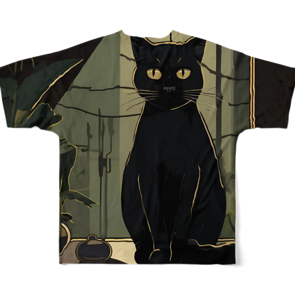 8890の黒猫 フルグラフィックTシャツの背面