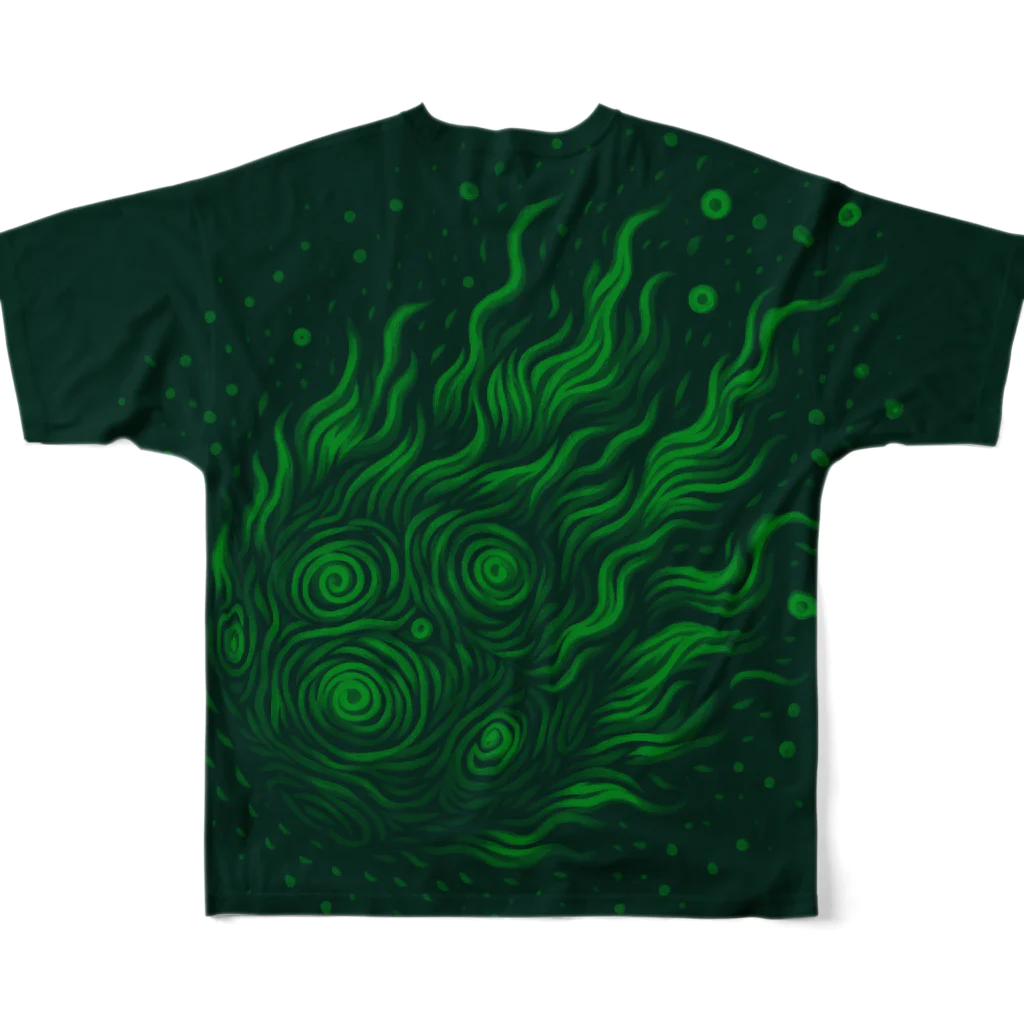 kumainchouのHinotama 緑 フルグラフィックTシャツの背面