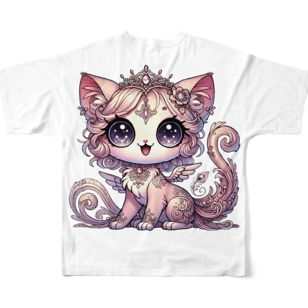 Snow-peaceの幻想のプリンセスキャット フルグラフィックTシャツの背面