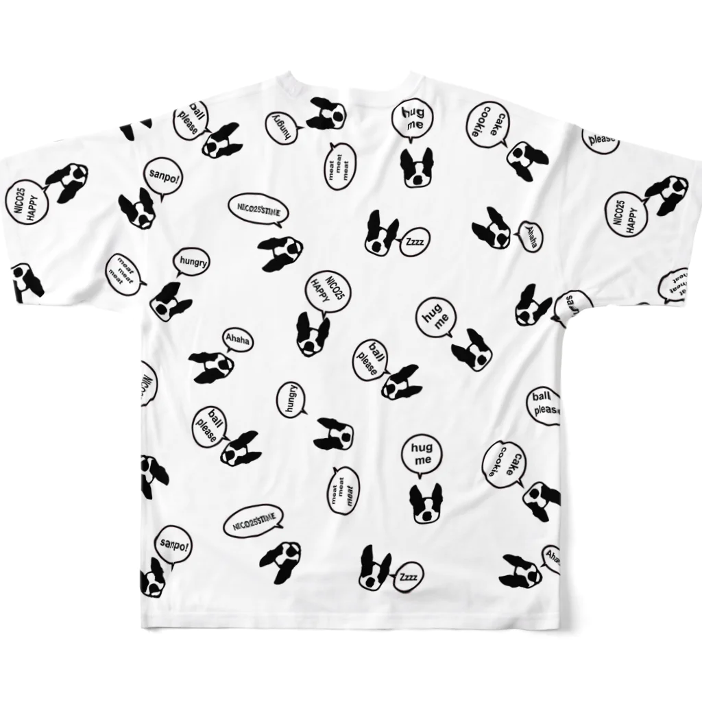 NICO25'S TIMEの吹き出しボストンテリア All-Over Print T-Shirt :back