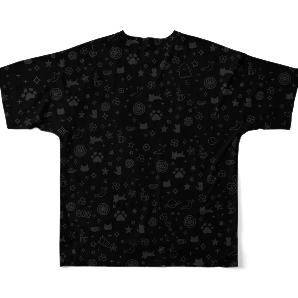 石橋美香のペン細密画の青い月と蝶々 All-Over Print T-Shirt :back