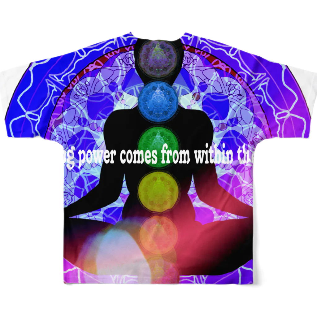 💖宇宙整体♪🌈♪こころからだチャンネル♪💖のHealing power comes from within the body. All-Over Print T-Shirt :back