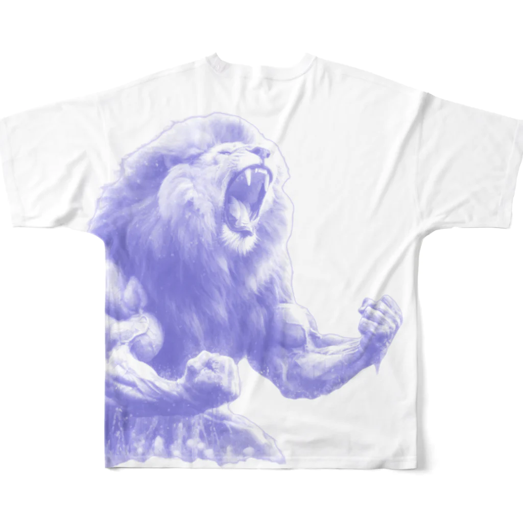 kumainchouのLion power 紺 All-Over Print T-Shirt :back