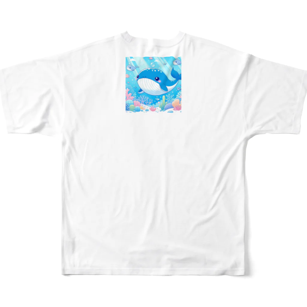 ハートフルの愛らしいクジラさん癒しグッズ フルグラフィックTシャツの背面