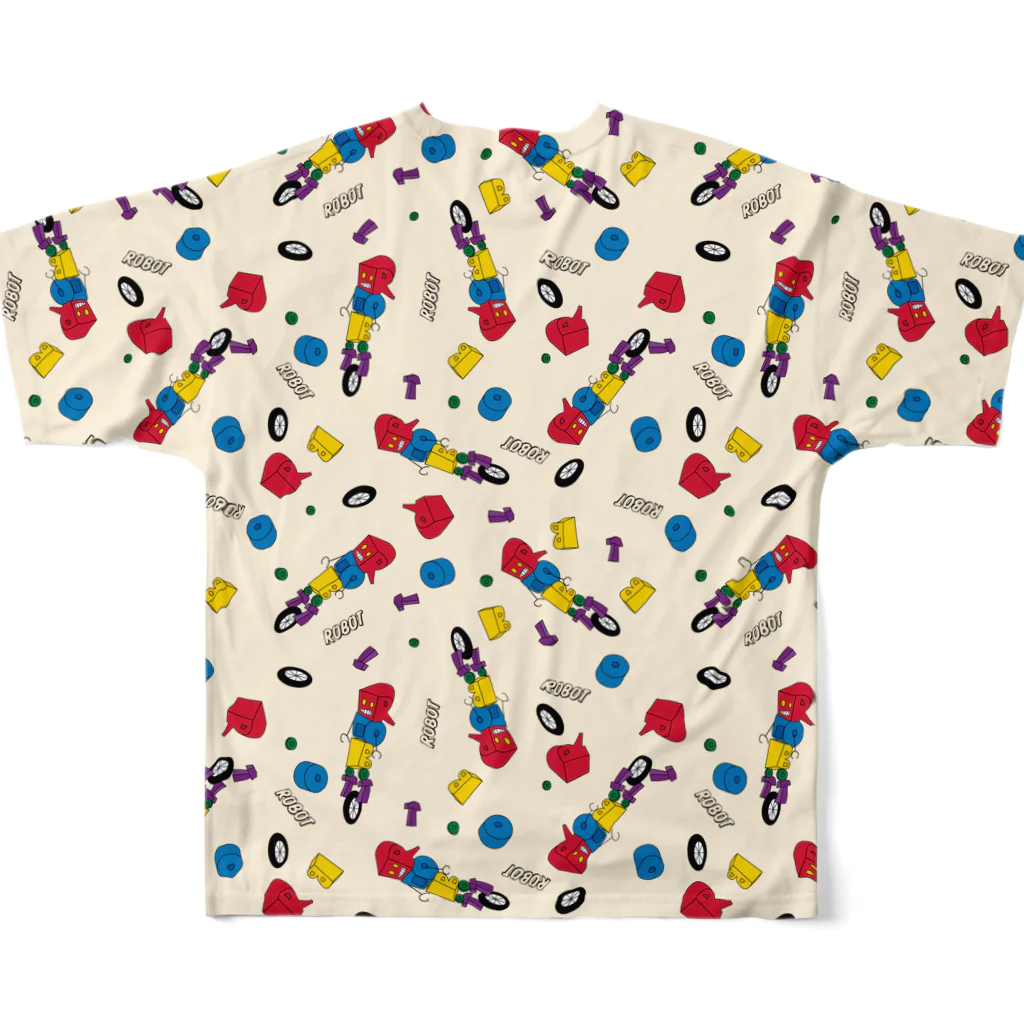 親子設計 CHIiKu MOJi『知育文字』のROBOT柄 All-Over Print T-Shirt :back