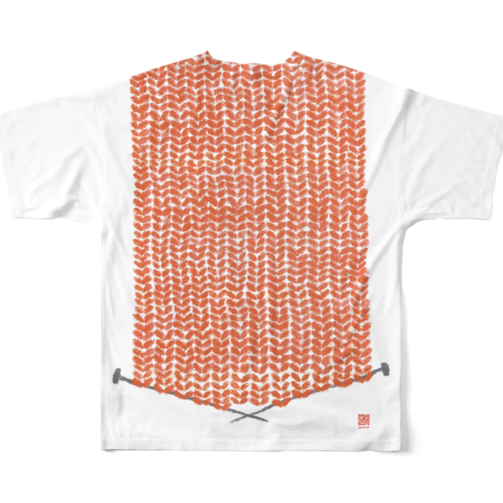 大槻あかねのニットTシャツ（赤） All-Over Print T-Shirt :back