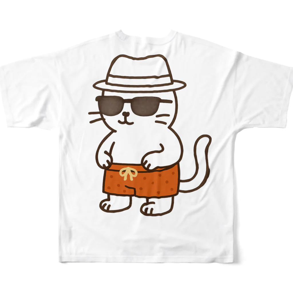 マカロンのサングラスをかけたネコ All-Over Print T-Shirt :back