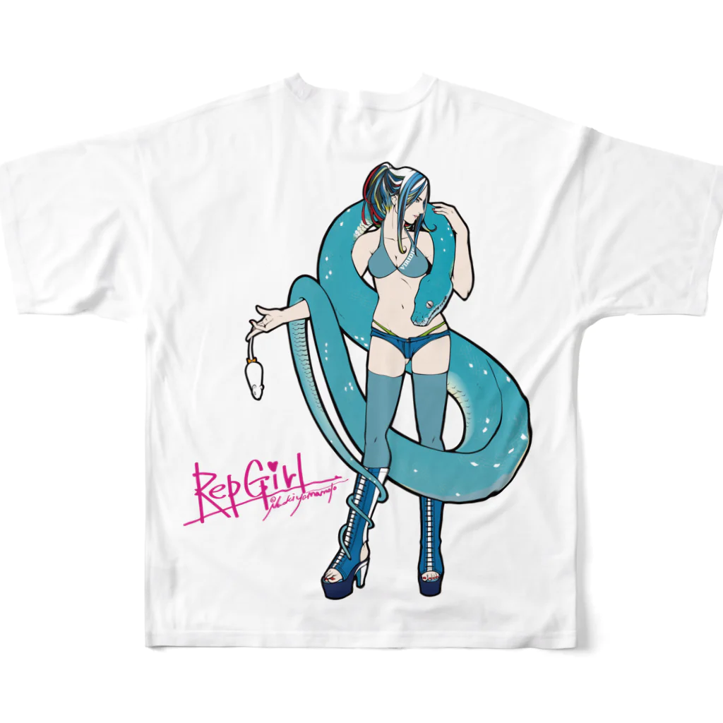 HERP MODA by ヤマモトナオキのブルーコンドロ All-Over Print T-Shirt :back