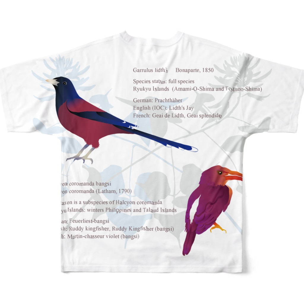 ひねもす屋　2号店の琉球の鮮やかな鳥たち All-Over Print T-Shirt :back